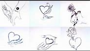 6 Love Drawings || Easy to draw love drawings