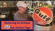 Restoring an Antique Gulf Gas Station Sign that brings back many memories as it lights up once again