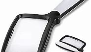 Folding Handheld Magnifying Glass with Light, 3X Large Rectangle Reading Magnifier with Dimmable LED for Seniors with Macular Degeneration, Newspaper, Books, Small Print, Lighted Gift for Low Visions