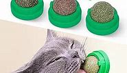 Potaroma Catnip Toys Balls 4 Pcs, Extra Cat Energy Ball, Edible Kitten Silvervine Toys for Cats Lick, Healthy Kitty Teeth Cleaning Dental Chew Toys, Cat Wall Treats (Green)