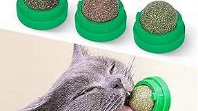 Potaroma Catnip Toys Balls 4 Pcs, Extra Cat Energy Ball, Edible Kitten Silvervine Toys for Cats Lick, Healthy Kitty Teeth Cleaning Dental Chew Toys, Cat Wall Treats (Green)