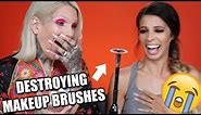 DESTROYING MAKEUP BRUSHES WITH THIS MACHINE OMG... W. JEFFREE STAR
