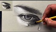 Beautiful Eye drawing on Tonned Paper ☺️ how to draw eye step by step