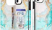 uCOLOR for iPhone 11 Wallet Case with Card Holder-PU Leather Folio Flip Cover Kickstand Card Slots Double Magnetic Clasp RFID Blocking Compatible with iPhone 11 6.1" (Ocean Marble)