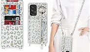 Samsung Galaxy A53 5G Case with Card Holder for Women, Galaxy A53 5G Phone Case Wallet with Strap Credit Card Slots Crossbody with Kickstand Zipper Shockproof Case for A53 5G - White Leopard