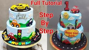 2 Tier Most Wonderful Cars Birthday Cake | Best Car Theme Cake | Car Cake Design