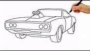 How to draw a car Dodge Charger 1970 step by step