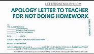 How Do You Write an Apology Letter To a Teacher for Not Doing Your Homework | Letters in English