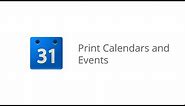 Print Calendars and Events