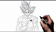 How To Draw Goku MUI (Ripped Gi) | Step By Step | Dragon Ball