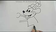 Step by step Drawing of Mickey Mouse in Steamboat Willie | Easy Drawing for kids | Mickey Mouse