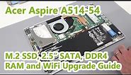 Acer Aspire 5 A514-54 - M.2 SSD, 2.5" SATA, DDR4 RAM and WiFi Upgrade Guide