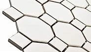 Octagon Porcelain Mosaic Floor and Wall Tile Matte White with Matte White Dots(12x12)