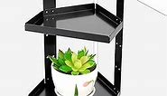 Olpchee Office Cubicle Shelf Storage Organizer Accessories Height Adjustable Cubicle Corner Shelf with Hooks (Black, Double Layer)