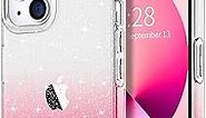 Hython Case for iPhone 14 Pro Max Case Glitter, Cute Sparkly Clear Glitter Shiny Bling Sparkle Cover, Anti-Scratch Soft TPU Slim Shockproof Protective Phone Cases for Women Girls, Clear/Pink Glitter