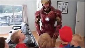 Iron Man turns up to a Birthday Party, epic reactions!