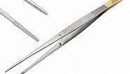 Straight Tweezers for Lab Surgical High Precision Stainless Steel 6” Thumb Dressing Serrated Forceps with Gold Plated Handle Mutipurpose Tweezer by Artman Instruments