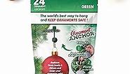 ORNAMENT ANCHOR Ornament Hooks for Hanging Christmas Decorations - No-Slip Hanging Hooks for Xmas - Heavy Duty Christmas Tree Ornaments Hanger Hooks for Small & Large Ornaments (Green, 24 Count)