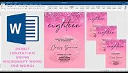 PINK GLITTER | How to make DEBUT INVITATION in Microsoft Word (MS Word) | DIY | Cassy Soriano