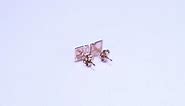 Real 14k Rose Gold Stud Earrings with Square Baguette Design
