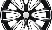 OMAC 16" Wheel Covers Hubcaps for Toyota Corolla Black White Gloss