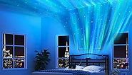 Queen Bed Frame - Storage Headboard with Galaxy Aurora Star Projector & Charging Station, 18in Heavy Duty Metal Bed Frame No Box Spring Needed, Easy Assembly