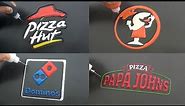 Pizza Brand Logos Pancake Art - Pizza Hut, Little Caesars, Domino's, Papa John's