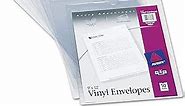 Avery File Envelopes, 9" x 12" Travel Document Organizer, Holds up to Sheets, 10 Clear Vinyl Envelopes (74804)