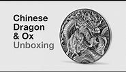 Chinese Dragon & Ox 2 oz Pure Silver Collectible Coin - Unboxing