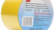 3M Vinyl Tape 764, General Purpose, 3 in x 36 yd, Yellow, 1 Roll, Light Traffic Floor Marking Tape, Social Distancing, Color Coding, Safety, Bundling