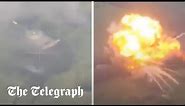 Russian-controlled tank laden with bombs explodes near Ukrainian frontline