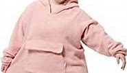 Bedsure Oversized Wearable Blanket Hoodie with Zipper - Pink Cozy Sherpa Hooded Blanket Sweatshirt Sweater as Gifts for Women
