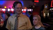 Angela walks up behind Dwight and Dwight goes "F*ck"