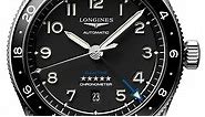 Longines Spirit Zulu Time Black Dial Brown Leather Strap Watch, 42mm - L38124532