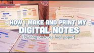 HOW I MAKE AND PRINT MY DIGITAL NOTES I Printing on a loose leaf paper (Binder notes)