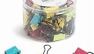 U Brands Happy Face Binder Clips, Bright Colors with Black Prongs, Office Organization Supplies, 32mm, 48 Count