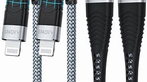 iPhone Charger Cord, Aione iPhone Charging Cable 6FT 2 Pack, USB Lightning Cable Heavy Duty Braided for iPhone 14 13 12 11 Pro Max iPad
