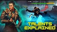 Itu All TALENT EXPLAINED 💣|| 70% Health gain 🤯 + itu all unique abilities || Shadow Fight 4 Arena