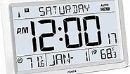 HODIK Atomic Clock with Indoor Outdoor Temperature Wireless, Large 7.5 Inch LCD with 10s Backlight, Self-Setting Battery Powered with High Precision Sensor
