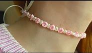 make super cute rose-ribbon bracelet!!! (or a choker) tutorial🫢🧸🎀