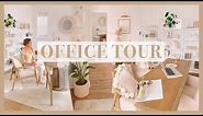 HOME OFFICE TOUR + ENTRYWAY | cozy neutral decor + styling ideas to create a peaceful space!