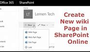 Create New Wiki Page In SharePoint Online