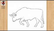 How to Draw a Bull Easy Drawing: Step by Step Outline Strong Bull Sketch Tutorial for Beginners' Art