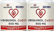 Ubiquinol CoQ10-600mg-Softgel, Active Coq10 Ubiquinol Supplement with Vitamin E & Omega 3, 6, 9, High Absorption-Coenzyme-Q10, Powerful Antioxidant for Energy Production, Tested, 120 Count