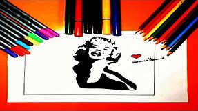 How to draw Marilyn Monroe in a pop art way easily ( Marilyn Monroe drawing in black and white)