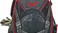 WOLT Professional Equestrian Backpack with Helmet Holder for Horse Riding, One Bag wih Multiple Compartments Carry All Accessories (NOT included), One Size Black+Red