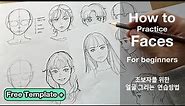 How to draw face for beginners (free template) Easy way to practice :)