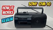 Sony CFM-10 Compact Portable Boombox FM/AM Radio Cassette Player/Recorder How it works & Review