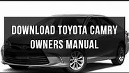 Download Toyota Camry owners manual free pdf
