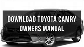 Download Toyota Camry owners manual free pdf